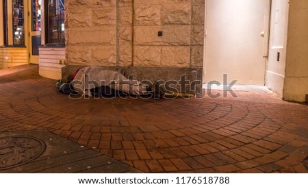 Homeless sleeping on the streets of Vancouver, British Columbia, Canada.