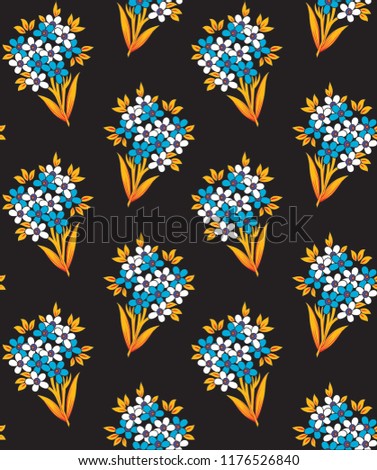 Cute Floral pattern in the small flower on black