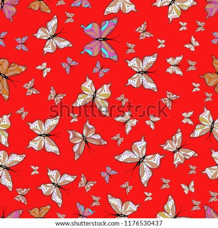 In simple style. Abstract cute butterfly on red, pink and white colors. Vector illustration. Background.