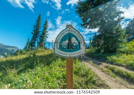 Pacific Crest Trail Sign Royalty-Free Stock Photo #1176542509