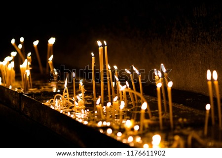 Candles burning in the Orthodox church.