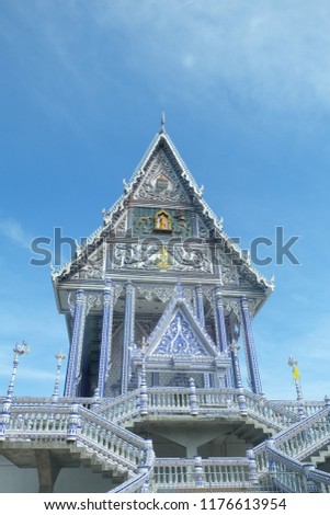 Temple of Thailand on blue sky