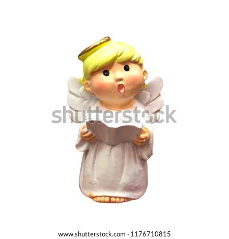 Cupid doll isolated on white background.