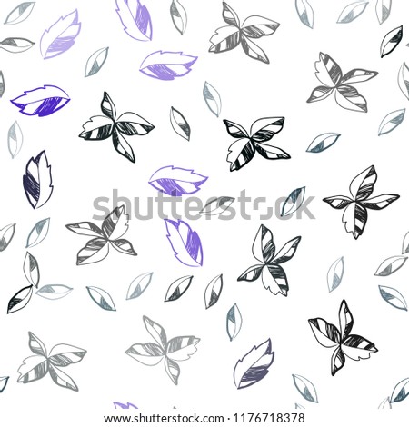 Dark BLUE vector seamless abstract background with leaves. Doodle illustration of leaves in Origami style with gradient. Design for textile, fabric, wallpapers.