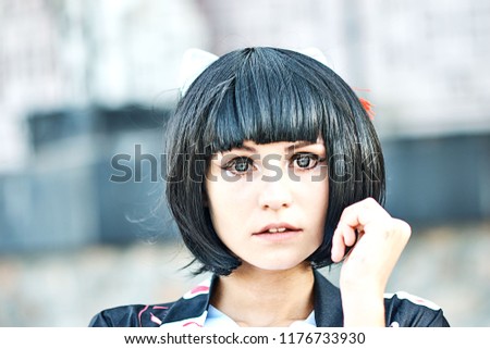 Anime girl with a black hair
