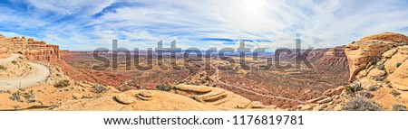 Panoramic picture of Moki Dugway mountain pass