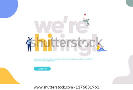 We are hiring illustration concept , Job Recruitment character, can use for, landing page, template, ui, web, mobile app, poster, banner, flyer Royalty-Free Stock Photo #1176831961