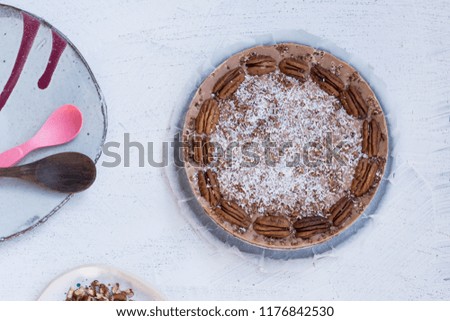 Coconut, pecan nuts, strawberry delicious mini cake