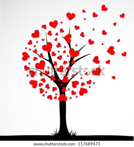 Abstract tree made with hearts. Vector