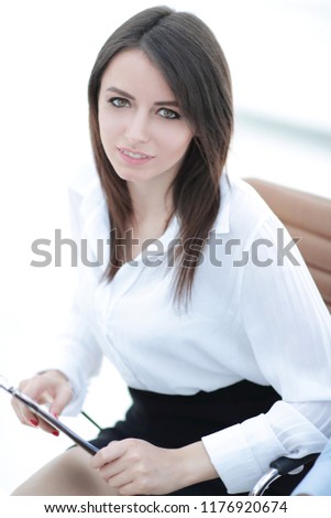portrait of modern business woman with documents.