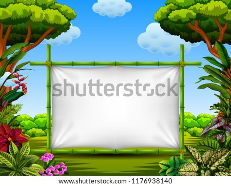 vector illustration of beautiful nature frame with the tree and flower accent