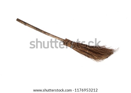 old sweeping broom , white background Royalty-Free Stock Photo #1176953212