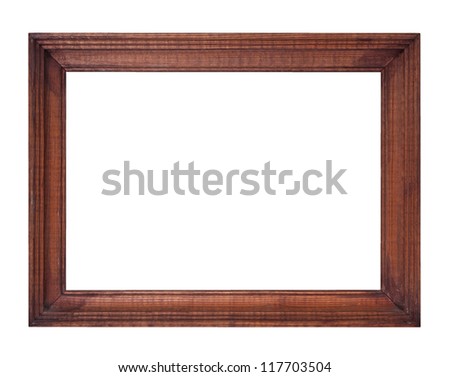 dark wooden picture frame isolated on white background