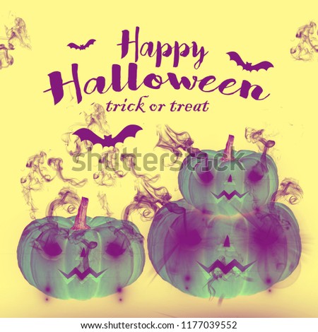 Halloween Pumpkin for your little party with colors on a yellow background.