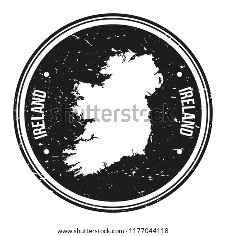 Ireland Europe Map Symbol Round Design Stamp Travel and Business.