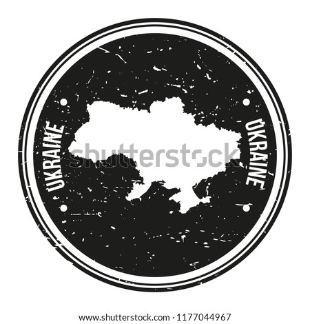 Ukraine Map Symbol Round Design Stamp Travel and Business.