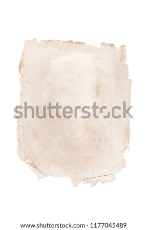 Old brown page. Isolated on white
