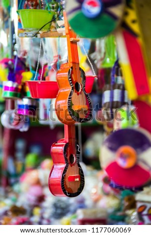 Colorful traditional toys from Guatemala, Central America Royalty-Free Stock Photo #1177060069
