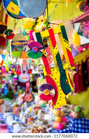 Colorful traditional toys from Guatemala, Central America Royalty-Free Stock Photo #1177060072