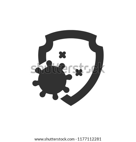 virus and shield. monochrome icon Royalty-Free Stock Photo #1177112281