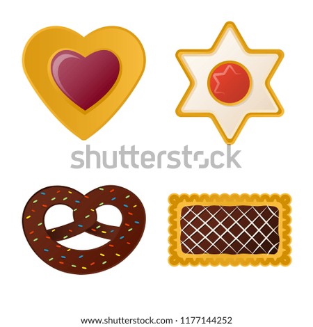 Vector illustration of biscuit and bake logo. Collection of biscuit and chocolate stock symbol for web.