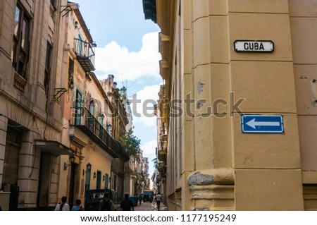 sign CUBA on Havana street