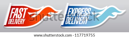 Express delivery stickers set.