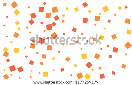 Many Stylish, Modern and Nice Looking Red, Orange and Yellow Confetti of Different Size on White Background