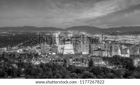 Salt Lake City skyline Utah at night in USA