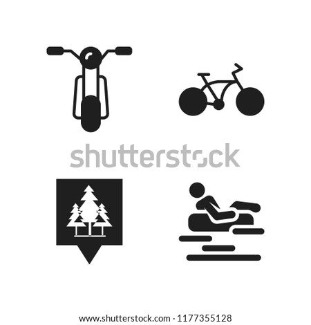 adventure icon. 4 adventure vector icons set. national park pin, bicycle and rafting icons for web and design about adventure theme