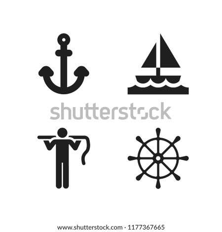 sailing icon. 4 sailing vector icons set. rudder, sailboat and anchor icons for web and design about sailing theme