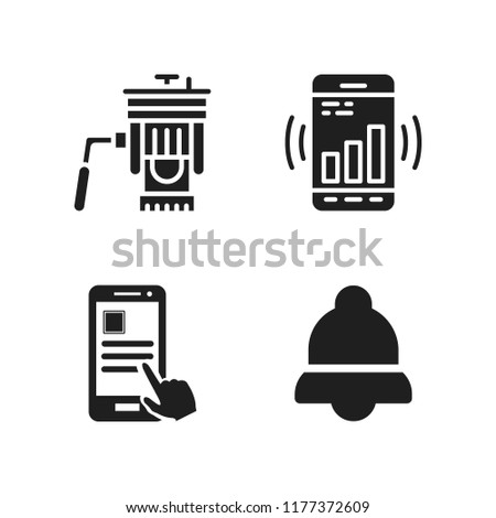 cellphone icon. 4 cellphone vector icons set. notification, smartphone app and tripod icons for web and design about cellphone theme