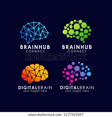 brain connection logo design. digital brain logo template