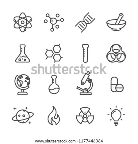 Science and biological outline icon set Royalty-Free Stock Photo #1177446364