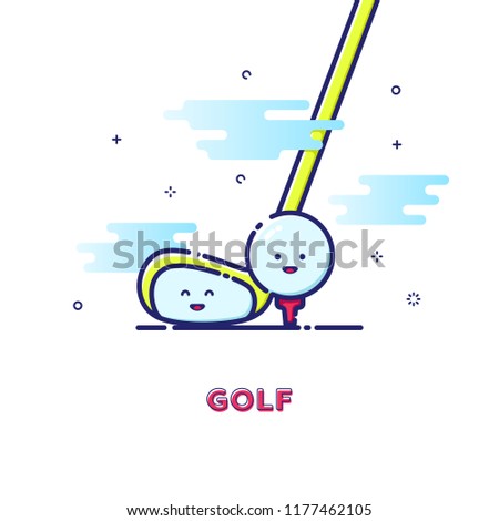 Golf sports illustrations with mbe style vector and cute color