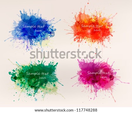 Collection of colorful abstract watercolor backgrounds. Vector