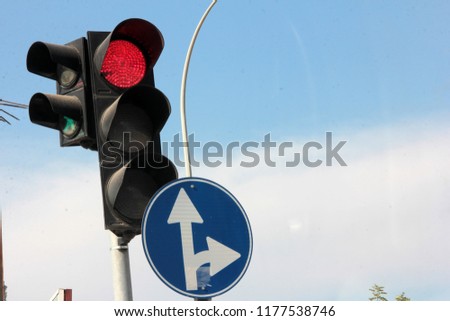 traffic light and sign