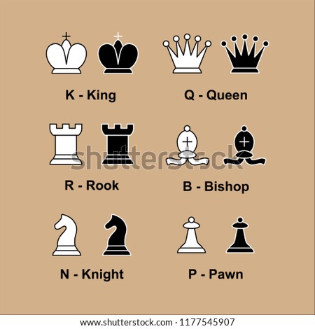 Black and white chess figures. Chess pieces. King, queen, bishop, knight, pawn, rook.