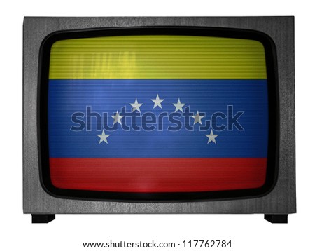 The Venezuelan flag painted on old TV