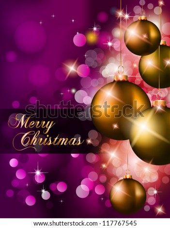 Elegant Classic Christmas Background with new red baubles and a lot of colorful glitters for a magic atmosphere. Idea for celebratiion or invitation flyers.