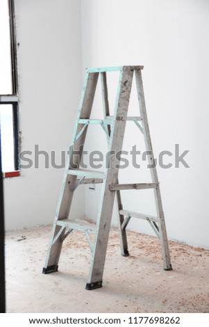 Clipping path of Aluminum foldable ladder in the White room