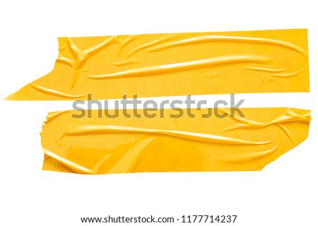 Set of yellow tapes on white background. Torn horizontal and different size yellow sticky tape, adhesive pieces. Royalty-Free Stock Photo #1177714237