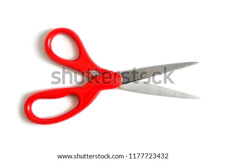 Red scissors isolated on white background Royalty-Free Stock Photo #1177723432