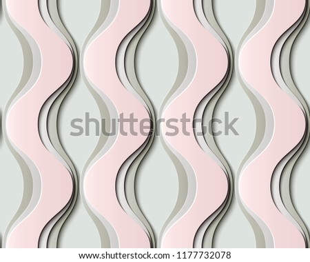 Seamless relief sculpture decoration retro pattern geometry spiral curve cross wave line. Ideal for greeting card or backdrop template design
