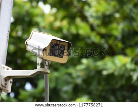 CC TV cameras that record images for safe assets. Royalty-Free Stock Photo #1177758271