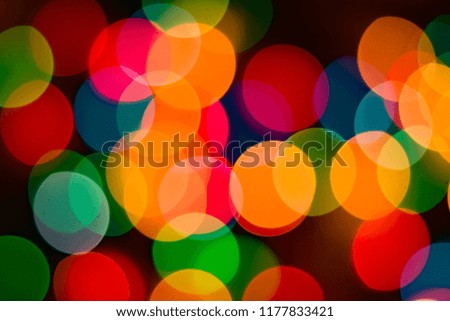 Colorful bokeh background with defocused blurred out lights at night. Concept for festival lights like Diwali