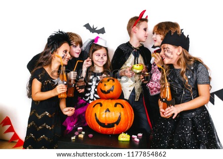 Happy children on Halloween party .Trick or Treat