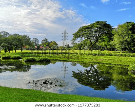 Beautiful landscape golf course with nice sky in Thailand