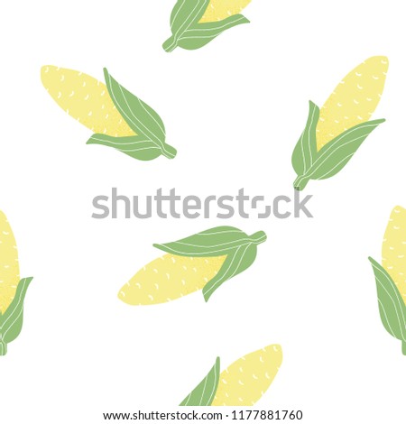 Seamless pattern corn doodles hand drawn on white Background.printing wallpaper.vector illustration