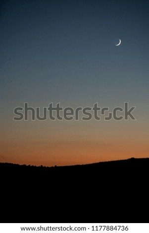 Moon shining at sunset. Perfect image for wallpaper.